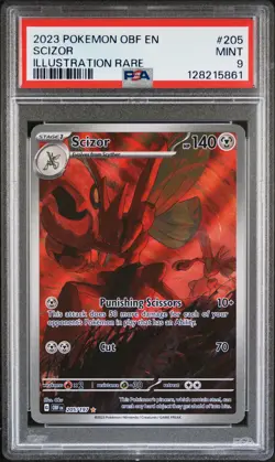 2023 POKEMON OBF EN-OBSIDIAN FLAMES ILLUSTRATION RARE #205 SCIZOR PSA 9 - Image 1
