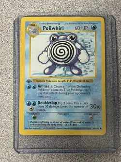 1999 Pokemon Base Set 1st Edition Shadowless POLIWHIRL 38/102 - Image 1