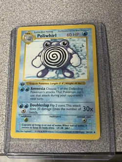 1999 Pokemon Base Set 1st Edition Shadowless POLIWHIRL 38/102 - Image 3