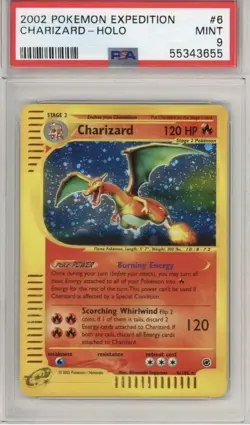 2002 Pokemon Card Expedition Base # 6/165 Charizard Holo E-Reader PSA 9 Mint - Image 1