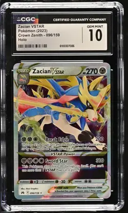 ✨✨ CGC 10 Zacian Vstar 096/159 Holo Crown Zenith Pokemon Card - Image 1