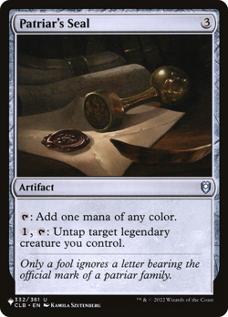Patriar's Seal (REGULAR) x1 - MTG The List PLST #CLB-332 - Image 1