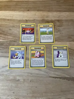 1999 Pokemon TCG Unlimited Base Set Rare Trainer Bundle Cards, 5 Unique Cards - Image 1