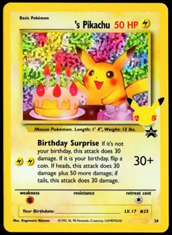 Pokemon Birthday Pikachu 24 2021 Celebrations Classic Collection Card - LP - Image 1