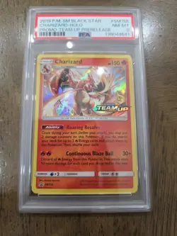 2019 POKEMON SM BLACK STAR PROMO TEAM UP PRERELEASE #SM158 CHARIZARD-HOLO PSA 8 - Image 2