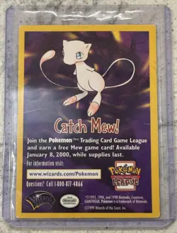1999 Pokemon Wizards of the Coast Promos - CATCH MEW Card - Pokemon the Movie - Image 1
