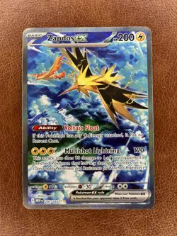 Pokemon TCG Zapdos ex 202/165 Sv: Scarlet & Violet 151 Holo Rare 200HP - Image 1