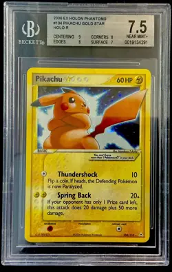 2006 POKEMON EX HOLON PHANTOMS GOLD STAR #104 PIKACHU-HOLO BGS 7.5 - Image 1
