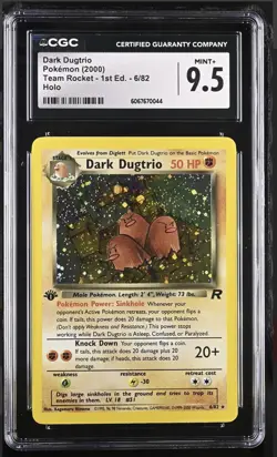 CGC 9.5 🪏 MINT 1st Ed. Dark Dugtrio 2000 Team Rocket 6/82 Holo Pokemon (PSA) - Image 1