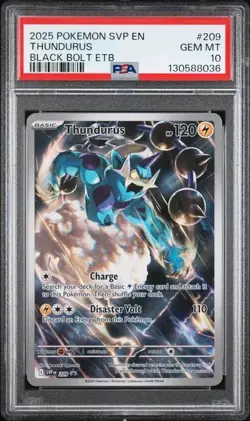 2025 Pokemon SVP EN Thundurus PSA 10 GEM Black Star Promo Full Art #209 - Image 1