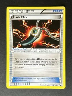 Pokemon Card Dark Claw Dark Explorers Uncommon 92/108 Regualar Card - Image 1