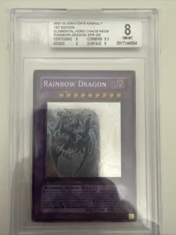 2007 YU-GI-OH RAINBOW DRAGON CHAOS NEOS ERROR GHOST 1ST EDITION GLAS-EN036 BGS 8 - Image 1