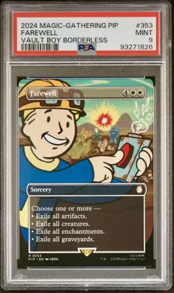 FAREWELL Vault Boy, 0353 (Borderless) - MTG: Fallout - PSA 9 - Image 1