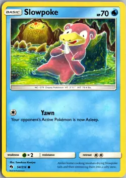 Slowpoke 54/214 Common SM - Lost Thunder LP Pokemon Card - Image 1