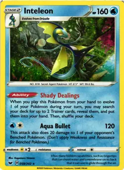 Pokemon TCG Inteleon 058/202 Sword & Shield Cosmos Holo Rare Promo LP - Image 1