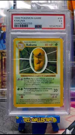Pokemon tcg 1999 Shadowless Kakuna & weedle Base set Graded PSA 5 Excellent - Image 1