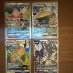 Pokemon TCG Raichu GX, Mr. Mime GX, Snorlax GX, Necrozma GX Holo Lot - 4 Cards - Image 1