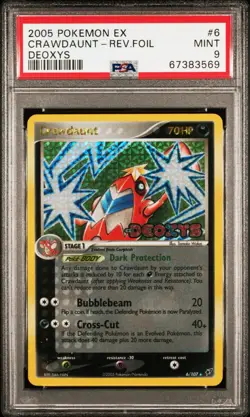 2005 Pokemon EX Deoxys #6 Crawdaunt Reverse Holo Stamp PSA 9 - Image 1