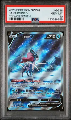2023 POKEMON SWORD & SHIELD CROWN ZENITH #GG38 FULL ART/SUICUNE V PSA 10 - Image 1