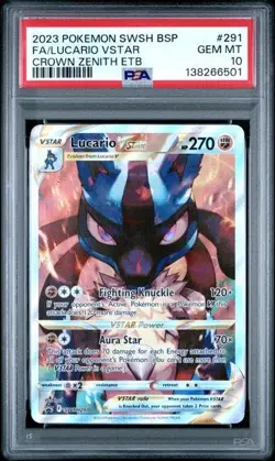Pokemon 2023 Lucario VSTAR SWSH291 Full Art Crown Zenith ETB Promo PSA 10 - Image 1