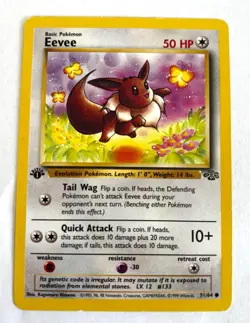 Eevee 51/64 1st Edition Jungle Pokemon Card TCG Regular LP+ - Image 1
