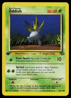 Pokemon Card Oddish 58/64 Jungle 1st Edition - Image 1
