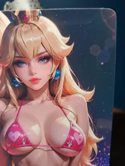 1/1 Only 1 Made Princess Peach Pink Bikini Mario Customs Waifu Card Size 5x3.5 - Image 3