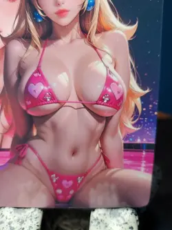 1/1 Only 1 Made Princess Peach Pink Bikini Mario Customs Waifu Card Size 5x3.5 - Image 4