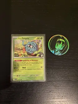 Erika's Tangela 007/217 Cosmo Holo Promo - Ascended Heroes Pokemon Card + Coin - Image 1