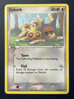 1x Slakoth 73/107 Common EX Deoxys Pokemon Card lightly played free shipping - Image 1