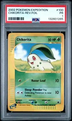 PSA 1 PR 2002 Expedition Chikorita Reverse Holo Foil 100/165 WOTC Pokemon - Image 1