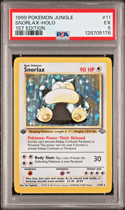 PSA 5 1ST EDITION 1999 Pokemon Jungle Snorlax 11/64 Holo Foil Rare WOTC - Image 1