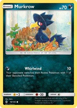 POKEMON SM Guardians Rising : REVERSE HOLO - MURKROW 78/145 LIGHT PLAY - Image 1