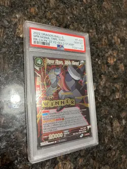Super Sigma Triple Threat Winner Stamp Foil Dragon Ball Super Card Game | PSA 10 - Image 3