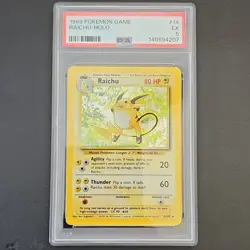 Pokemon Raichu Base Set Holo Rare PSA 5 #14/102 1999 Wizards of the Coast - Image 1