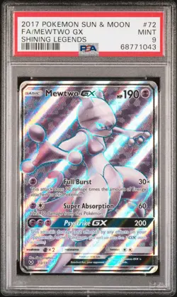 Pokemon 2017 Shining Legends Mewtwo GX Full Art Holo Ultra Rare 72/73 PSA 9 - Image 1