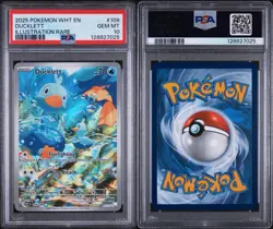 Pokemon Ducklett 109/086 2025 Sv: White Flare Illustration Rare Holo PSA 10 - Image 1