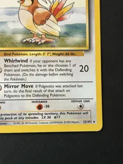 Pokemon TCG Pidgeotto 22/102 Base Set 1999 MP - Image 5