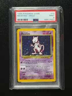 Pokemon TCG 1999 Mewtwo Holo Rare Card 10/102 Base Set PSA 9 Mint - Image 1