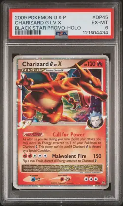 2009 POKEMON DIAMOND & PEARL BLACK STAR PROMO HOLO #DP45 CHARIZARD G LV.X PSA 6 - Image 1