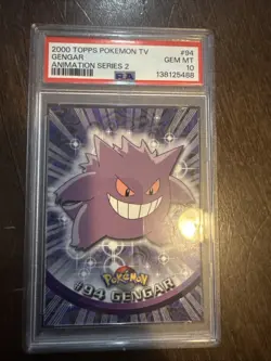 2000 Topps Pokemon TV Animation Series 2 Gengar PSA 10 Gem MT #94 - Image 1