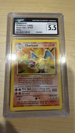 Pokemon TCG 1999 Charizard Holo Rare Base Set Unlimited 4/102 CGC 5.5 - Image 1