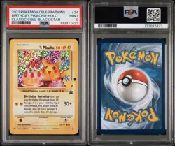 2021 Pokemon Celebrations Birthday Pikachu #24 Holo Classic Collection PSA 9 - Image 3
