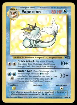 Pokemon Cards Vaporeon 28/64 UNLIMITED Jungle WOTC Rare NM *4 - Image 1