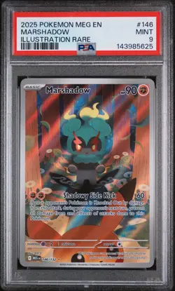 2025 POKEMON MEG EN-MEGA EVOLUTION ILLUSTRATION RARE #146 MARSHADOW PSA 9 - Image 1