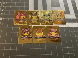Lot Of 7 Gold Foil Pokemon Pikachu Cards, Tag Cosplay, Fan Art, TCG - Image 1