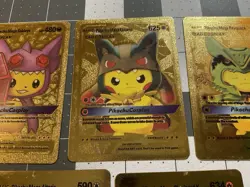 Lot Of 7 Gold Foil Pokemon Pikachu Cards, Tag Cosplay, Fan Art, TCG - Image 3