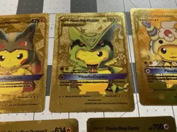 Lot Of 7 Gold Foil Pokemon Pikachu Cards, Tag Cosplay, Fan Art, TCG - Image 4