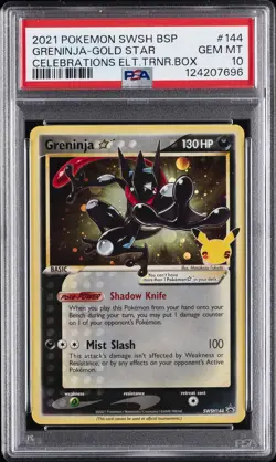 2021 POKEMON SWSH BLACK STAR PROMO #144 GRENINJA-GOLD STAR PSA 10 - Image 1