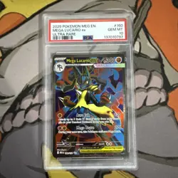 Pokemon TCG Mega Lucario ex 160/132 Mega Evolution Ultra Rare Holo PSA 10 - Image 1